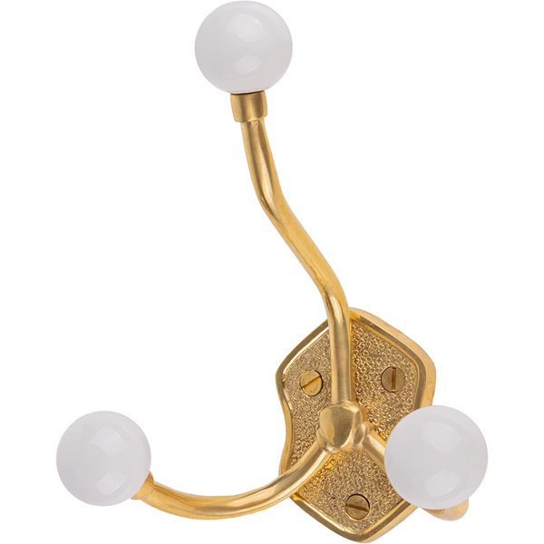 Antique brass coat online hooks with porcelain knobs